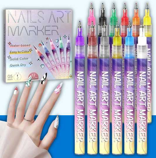 NailArt Pro™ Marker Set · 12 Premium Colors