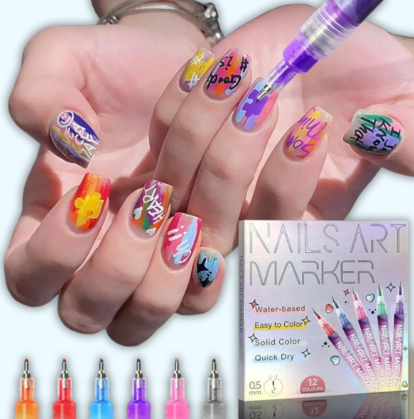 NailArt Pro™ Marker Set · 12 Premium Colors