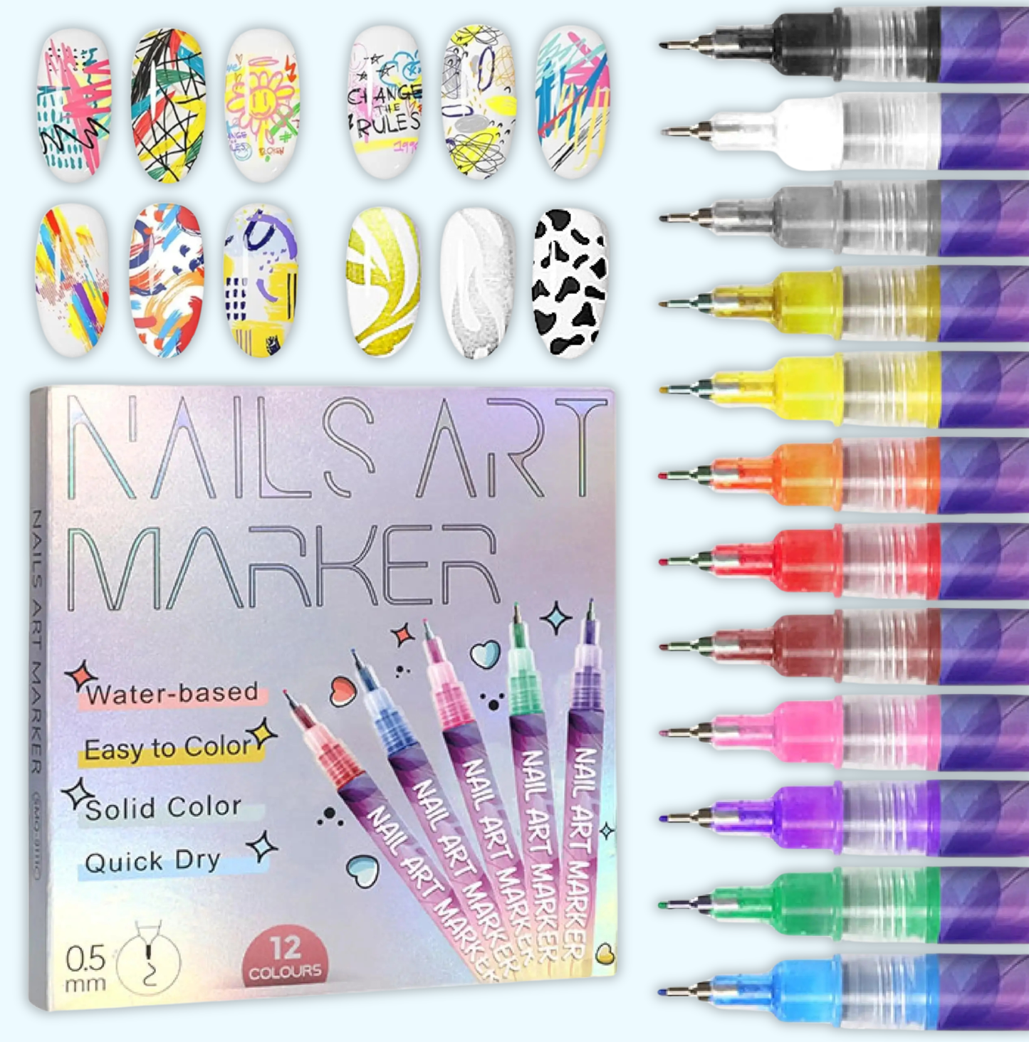 NailArt Pro™ Marker Set · 12 Premium Colors